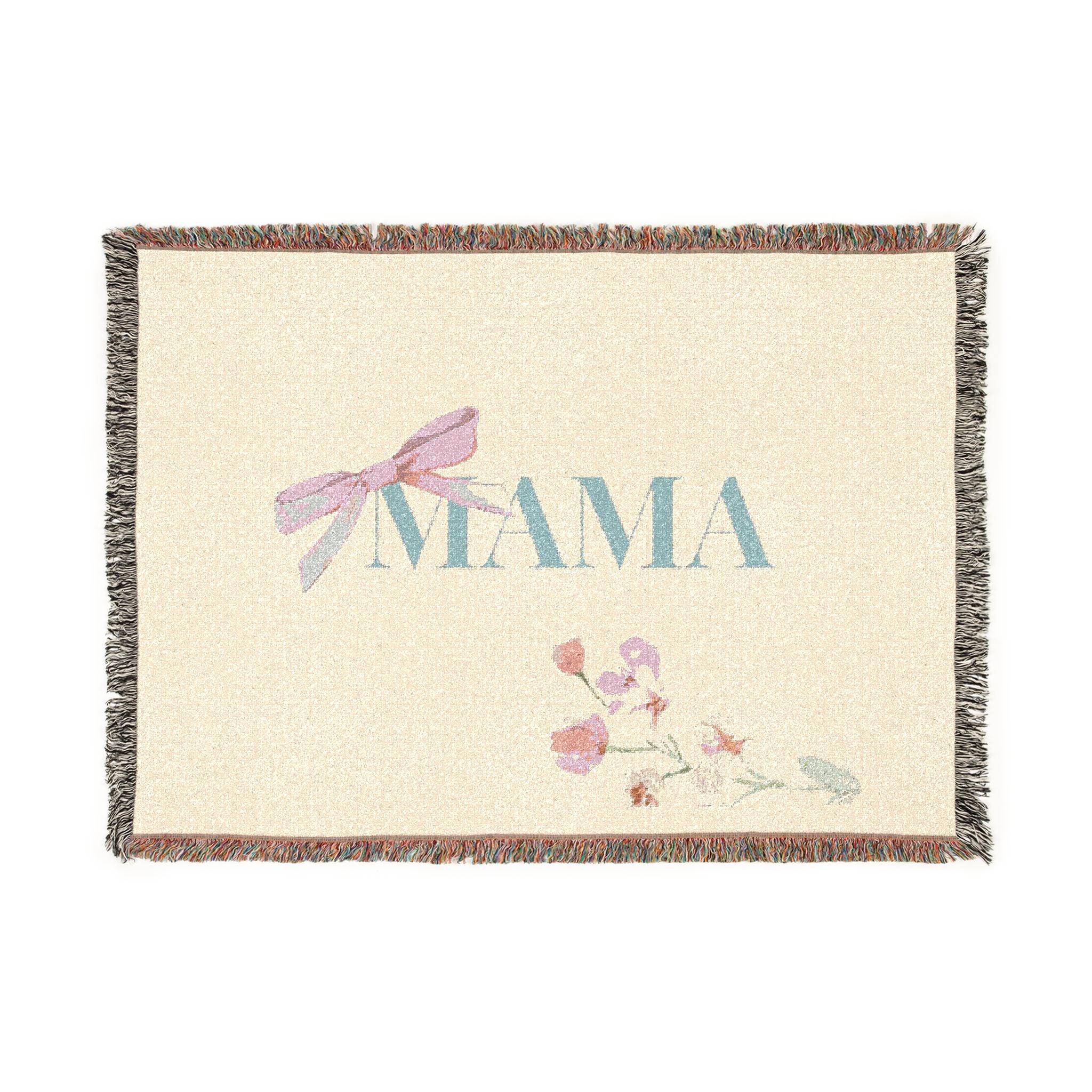 MAMA Woven Floral Blanket