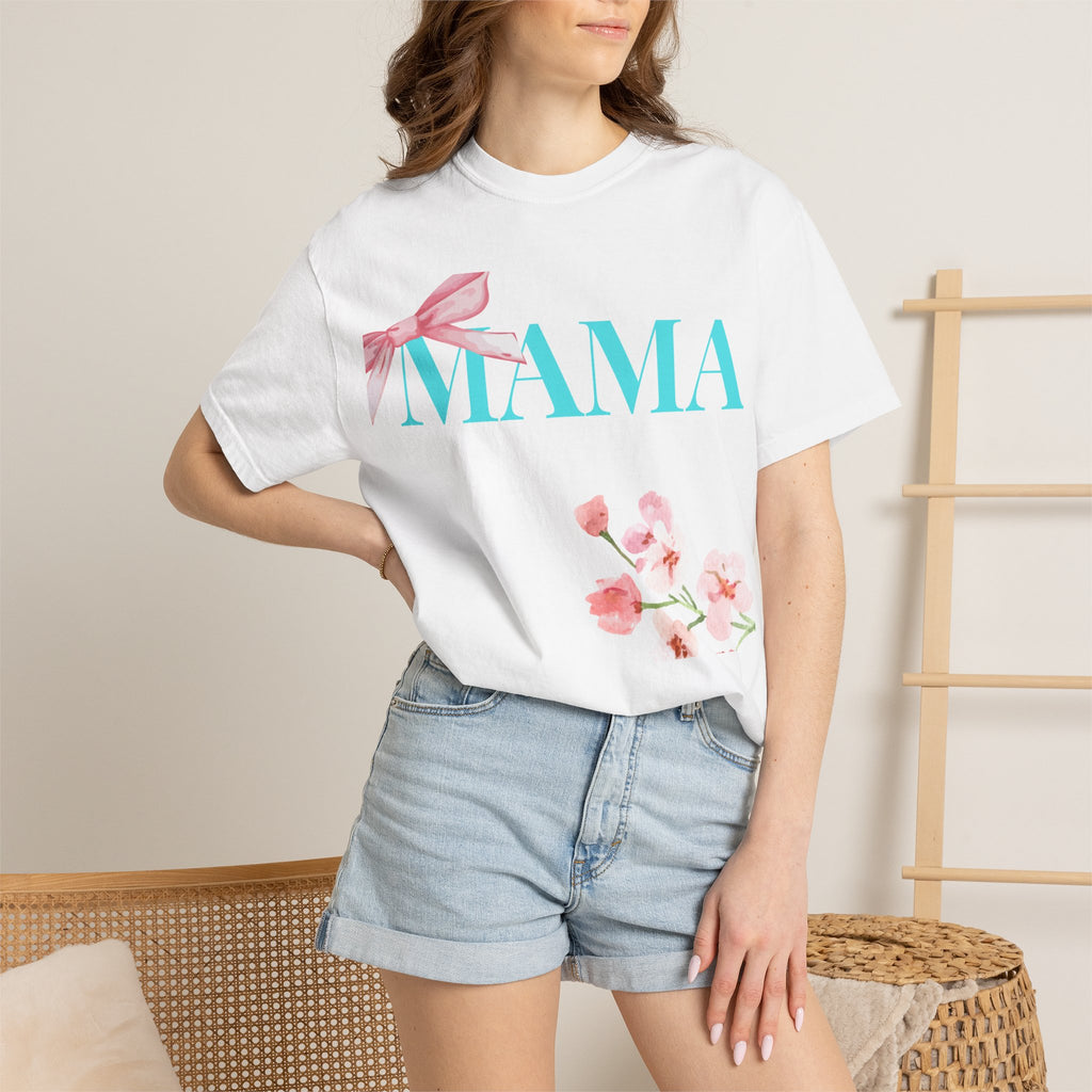 MAMA Floral Bow Tee