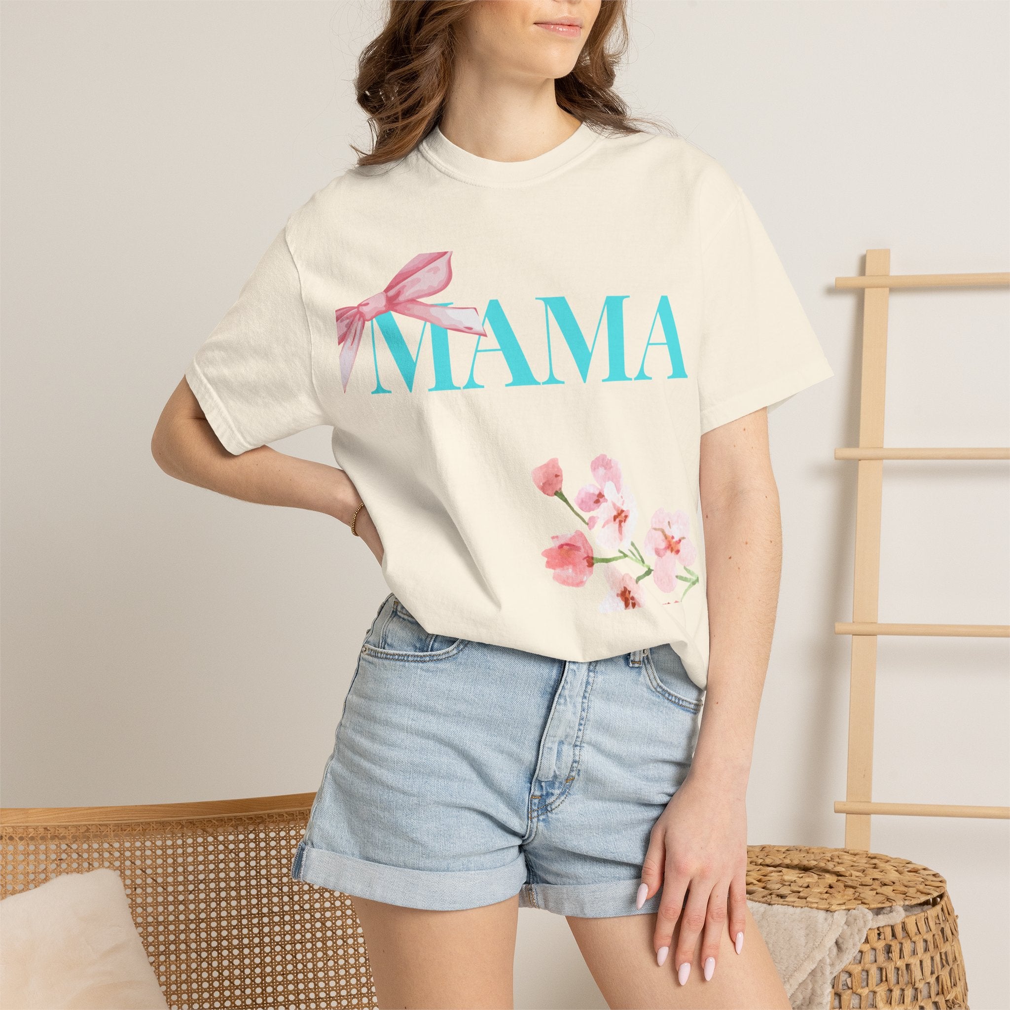 MAMA Floral Bow Tee
