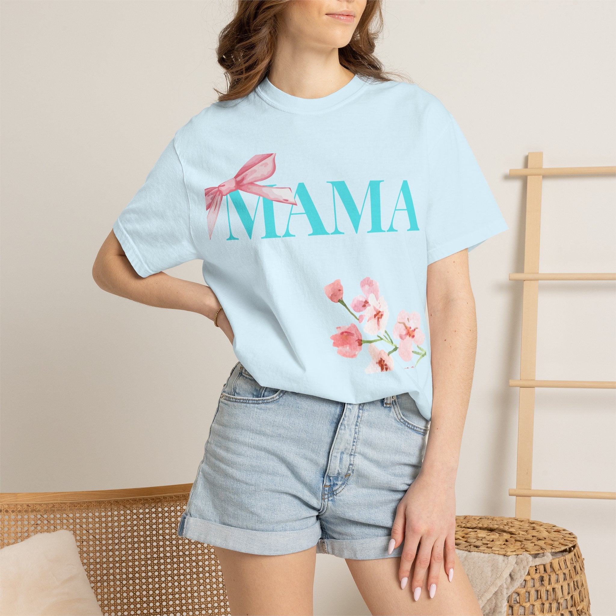 MAMA Floral Bow Tee