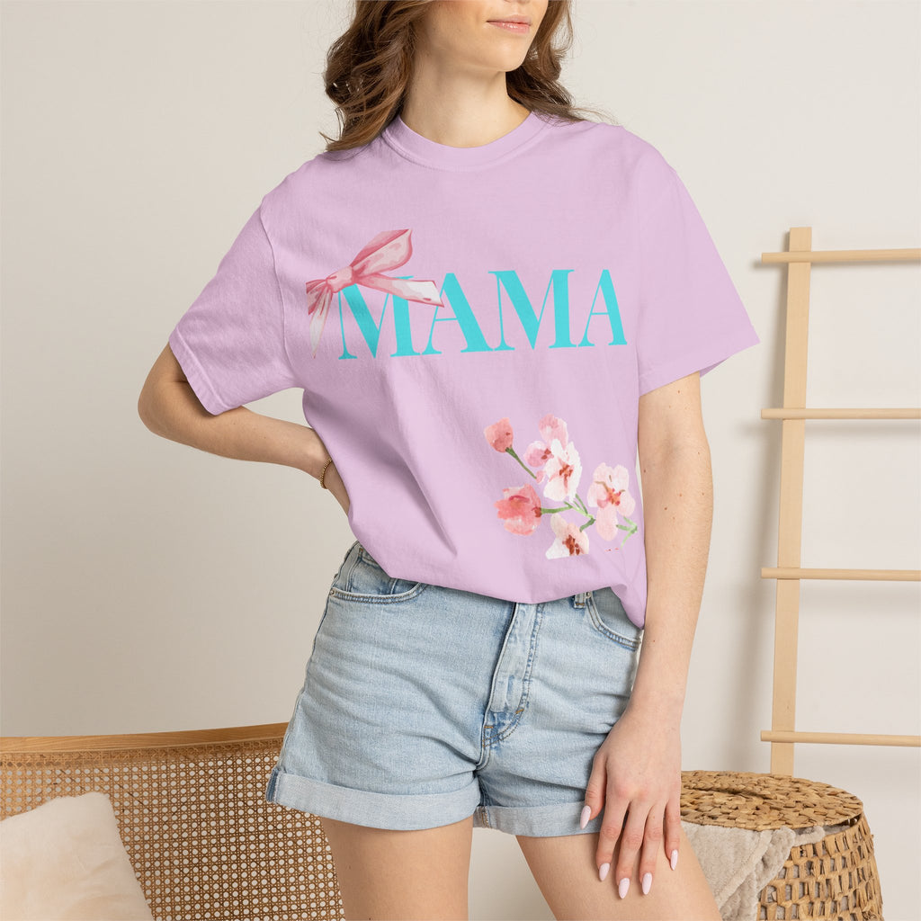 MAMA Floral Bow Tee