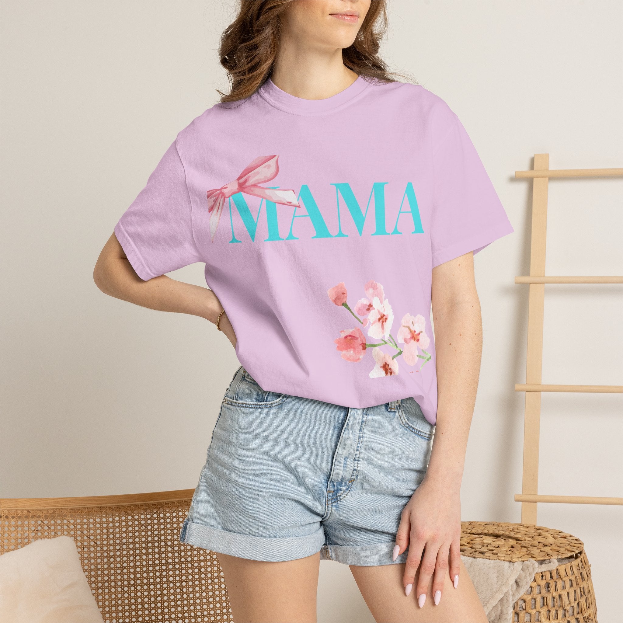 MAMA Floral Bow Tee